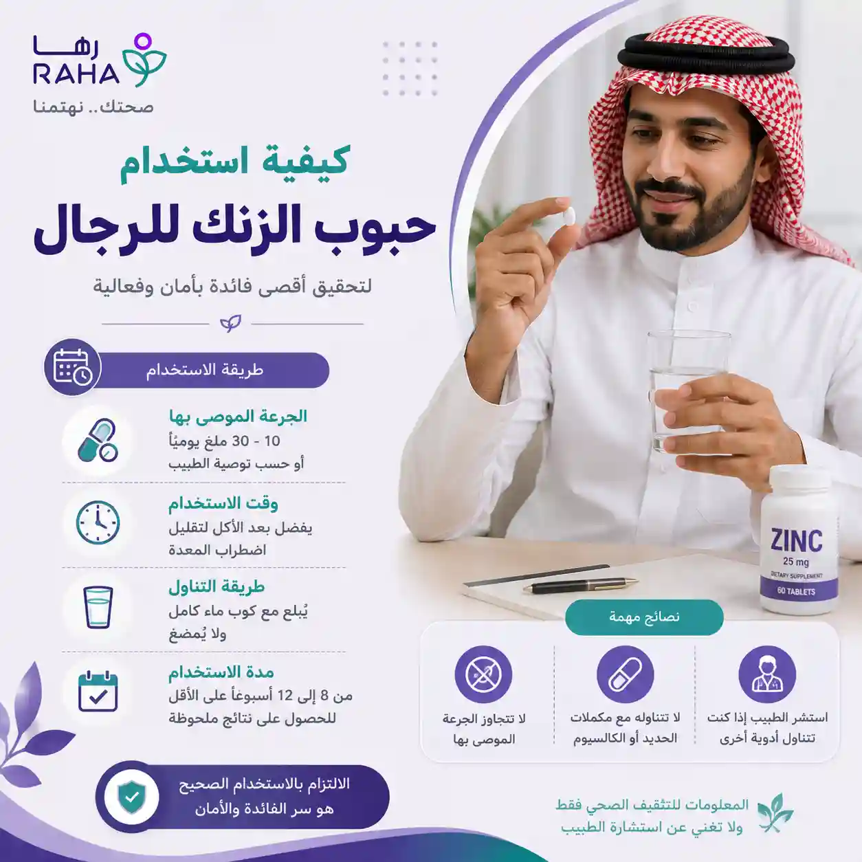 كيفية استخدام حبوب الزنك للرجال